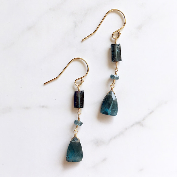 14kgf》天然石 モスカイヤナイト ピアス ピアス（フック・チェーン