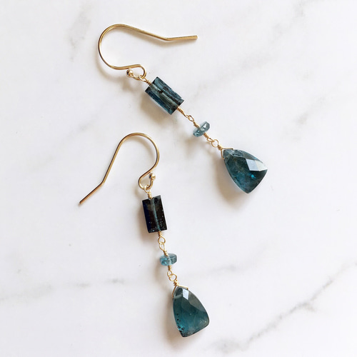 14kgf》天然石 モスカイヤナイト ピアス ピアス（フック・チェーン