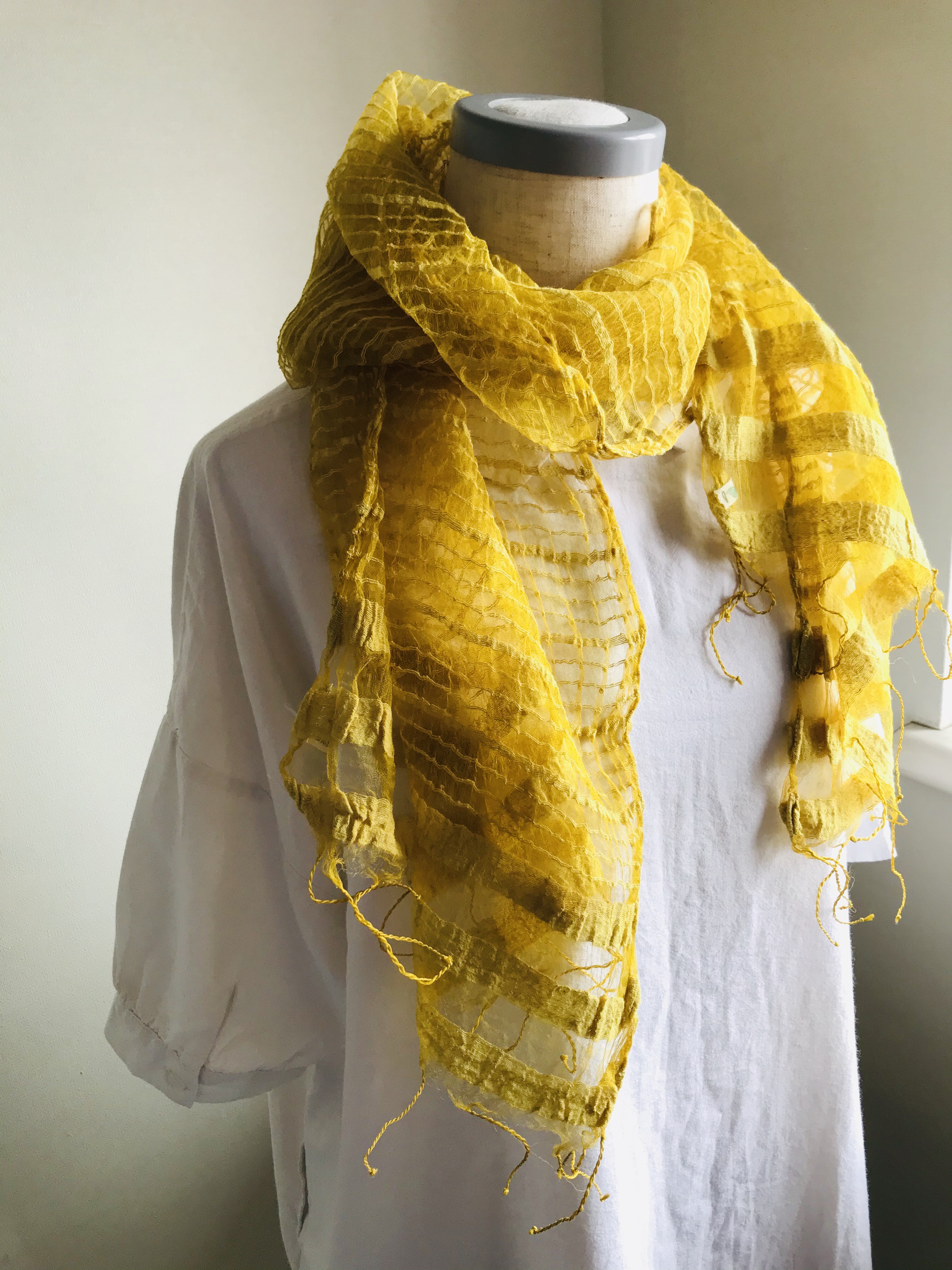 一点もの　草木染めストール　【いにしえより　マリーゴールド】