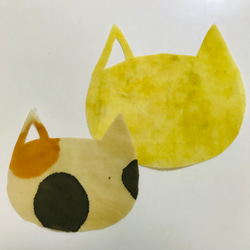 草木染めミツロウラップ　【親ねこ子ねこ】 6枚目の画像