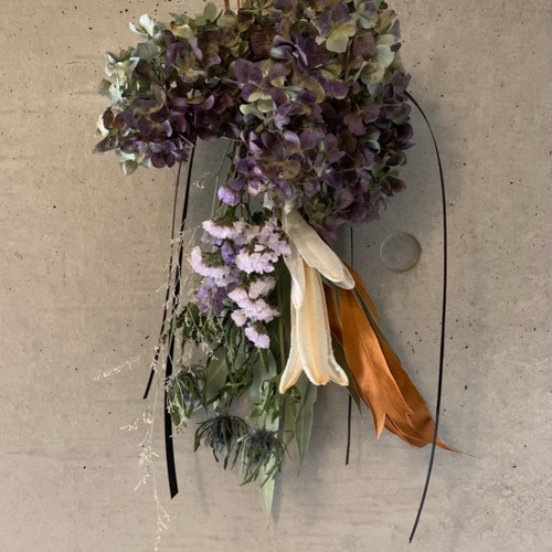 12.秋色紫陽花スワッグ