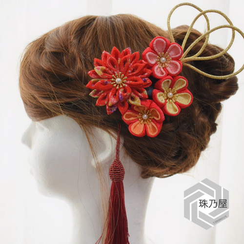 髪飾り 成人式 和装 つまみ細工 ちりめん 卒業式 #8 ヘッドドレス  