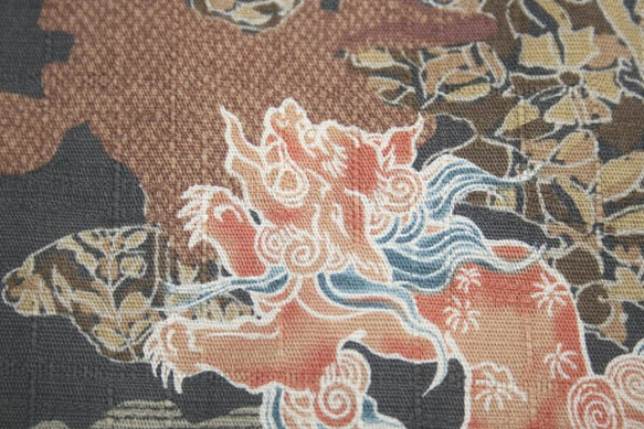◆半襟・半衿【唐獅子】茶 3枚目の画像