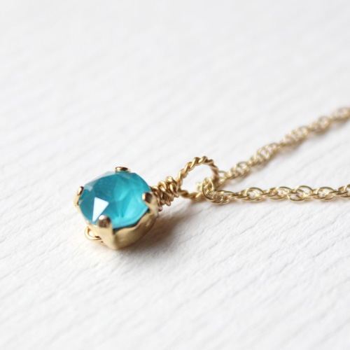 □スワロフスキー ネックレス□クリスタルアズールブルー gold6