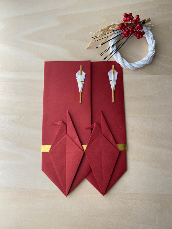 折鶴のぽち袋　のし袋　(日本のお包みで贈る) 5枚目の画像