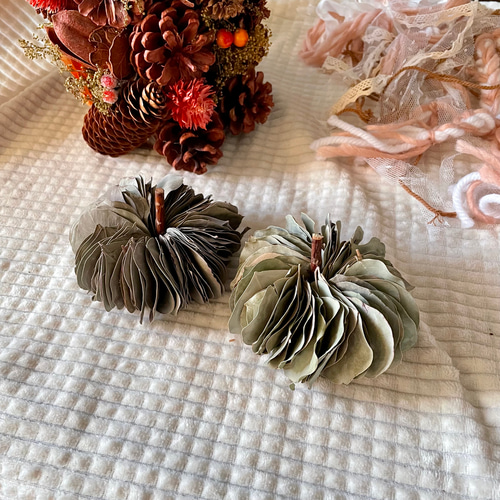 No.069d♡淡い色のハーフリース♡ポポラスのミルフィーユガーランド付き♡ PRIDE 25thのみ100枚単価270以下ユーカリポポラスと秋色アジサイ