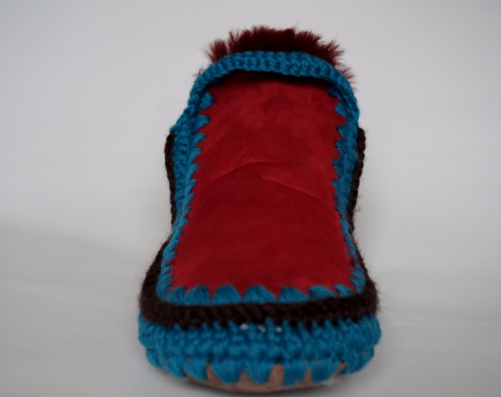 ユニセックスシープスキンモカシンブーツレッド