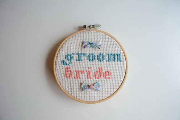 リングピロー　刺繍枠　broom bride 1枚目の画像