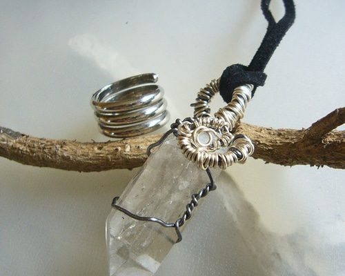ヒマラヤ水晶 ポイント ネックレス ペンダント ワイヤーアート NR