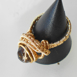 美しい宝石質 スモーキークオーツ リング 指輪 ワイヤーアート  rrng-1008 2枚目の画像