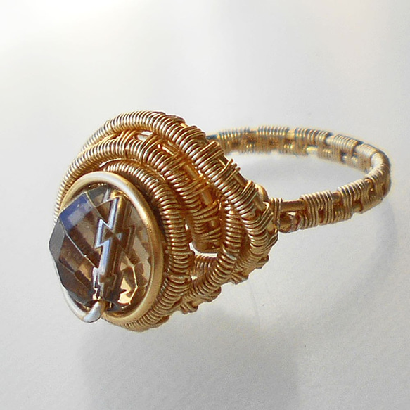 美しい宝石質 スモーキークオーツ リング 指輪 ワイヤーアート  rrng-1008 8枚目の画像
