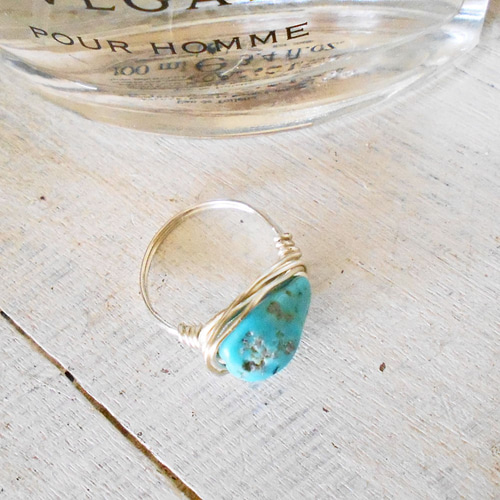 本物ターコイズ リング 指輪 トルコ石 ワイヤーアート rrng-1011 指輪