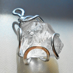 一点もの 水晶 ペンダント 原石 艶出しカット ワイヤアート ssy-20116 1枚目の画像