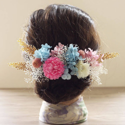 プリザーブドフラワー ドライフラワー 髪飾り ニコル Cピンク ヘッドドレス かすみ草 造花 成人式 K_0408c 2枚目の画像