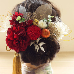 髪飾り 成人式 ダリア 赤 アデル F6 和装 色打掛 振袖 袴 造花 ヘッドドレス ウェディング K_0423f 4枚目の画像