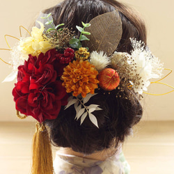 髪飾り 成人式 ダリア 赤 アデル H8 和装 色打掛 振袖 袴 造花 ヘッドドレス ウェディング K_0423h 4枚目の画像