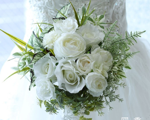 ウエディング造花ブーケ　結婚式 ウエディングブーケ キャスケードブーケ 結婚式 ブーケ 花嫁