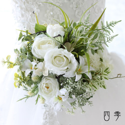 ブーケ 造花 クラッチブーケ ホワイト ナチュラル ウェディング 結婚式