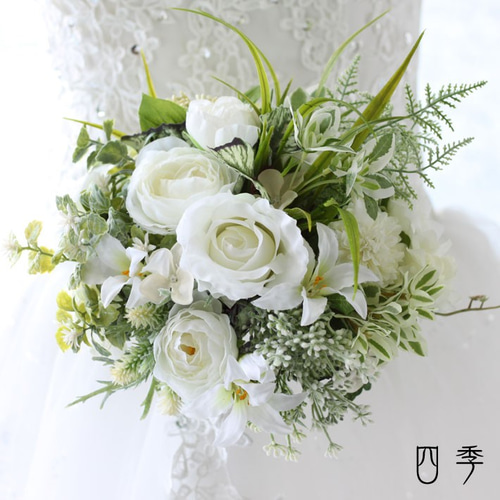 ふわふわブーケ純白の白い薔薇 ブーケ flower fierte 通販