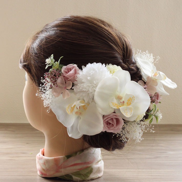 髪飾り ヘッドドレス 胡蝶蘭 アバーナ モーブ かすみ草 Uピン ワイヤー 結婚式 送料無料 H_0358b 4,784円