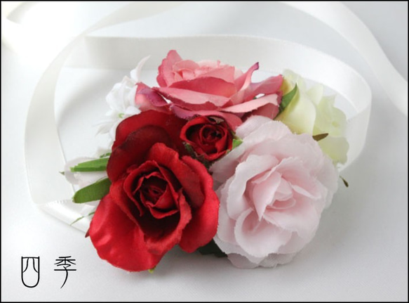 ブーケ 造花 クラッシック アンティーク モーブ ラウンドブーケ 花冠 リストレット 造花 送料無料 B_0092 7枚目の画像