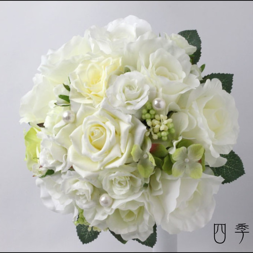 ブーケ ホワイト 造花 ウェディングブーケ アリス ラウンドブーケ