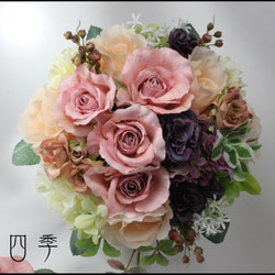 ブーケ アンティーク ウェディングブーケ 造花 ラウンドブーケ ブライダルブーケ 海外挙式 薔薇 結婚式 B_0067 2枚目の画像