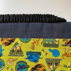 防災頭巾カバー 座布団タイプ　男の子　カーキ　恐竜　Lサイズ 5枚目の画像