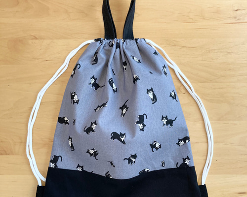 体操服袋 ナップサック 猫 ハチワレ お着替え袋 その他入園グッズ