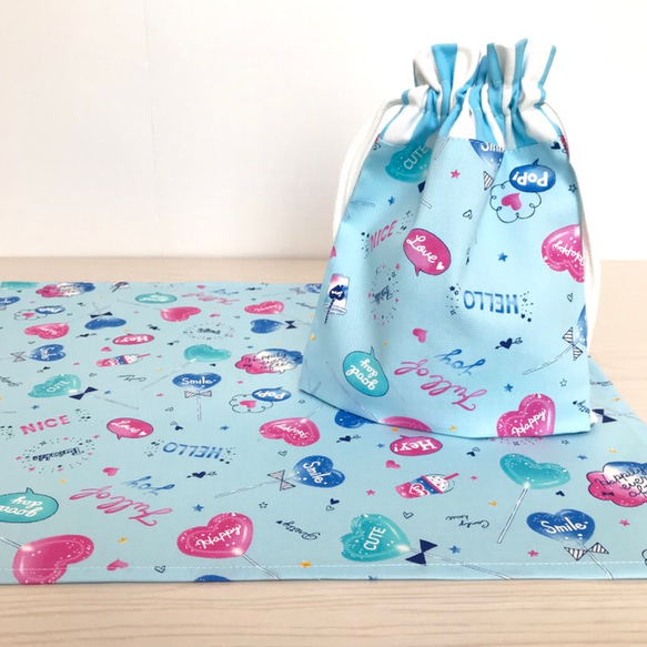 ランチョンマット⭐️コップ袋⭐️給食袋⭐️ハンドメイド 給食袋 コップ袋 ランチョンマット 小学校 女の子 2点セット