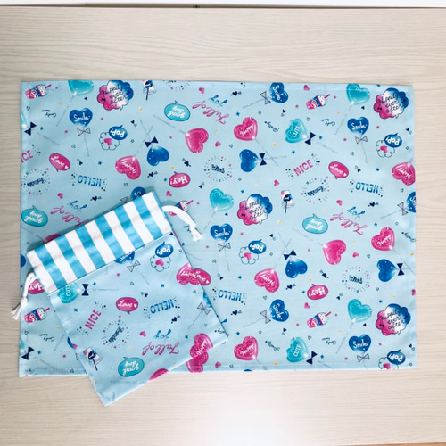 給食袋 コップ袋 ランチョンマット 小学校 女の子 2点セット