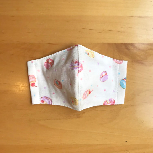 【送料無料】子供 ガーゼマスク３枚セット 小学生  給食 花粉　マカロン 5枚目の画像