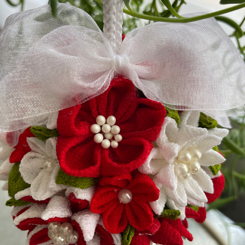 つまみ細工♡ボールブーケ（赤） ブーケ comimi.s 通販 11621472