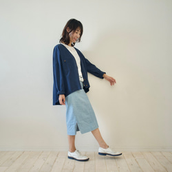 Morino Gakkou Linen Cotton Haori 有質感的無領夾克 [海軍] / 10106298 / 第4張的照片