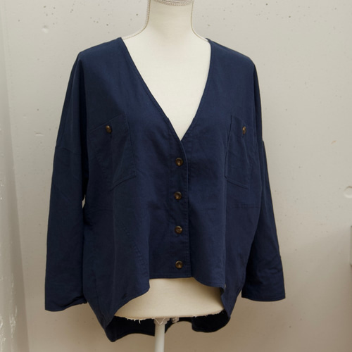 ﾓﾘﾉｶﾞｯｺｳ リネンコットン風合いのある羽織りノーカラー