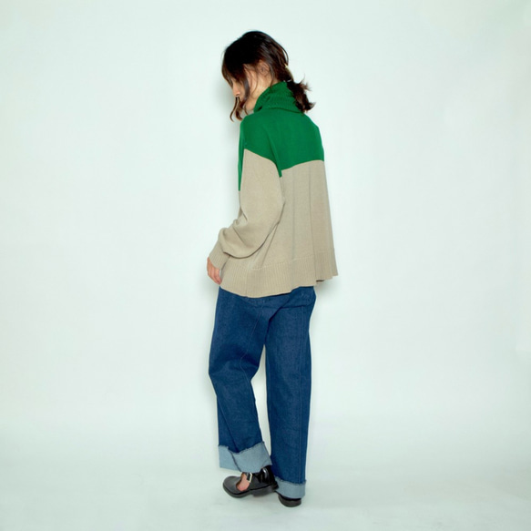 Morino Gakkou Front Button High Waist Wide Denim Pants [Indigo ( 第5張的照片