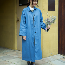ﾓﾘﾉｶﾞｯｺｳ 暖かく包む中綿ステンカラーコート【ブルー】トレンチコート/10467449/ 2枚目の画像