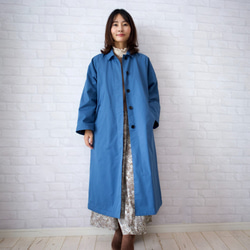 ﾓﾘﾉｶﾞｯｺｳ 暖かく包む中綿ステンカラーコート【ブルー】トレンチコート/10467449/ 8枚目の画像