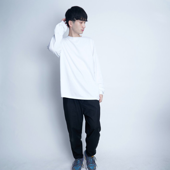 Morino Gakkou [男] 簡約寬鬆廓形長袖T卹[白色] / 10633923 / 第2張的照片