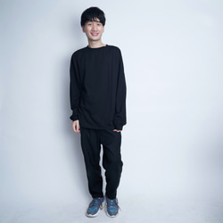 Morino Gakkou [男] 簡約寬鬆廓形長袖T卹 [黑色] / 10633943 / 第3張的照片