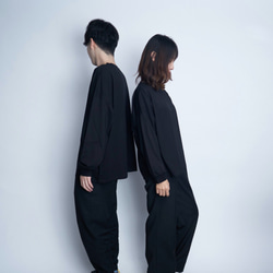 Morino Gakkou [男] 簡約寬鬆廓形長袖T卹 [黑色] / 10633943 / 第10張的照片