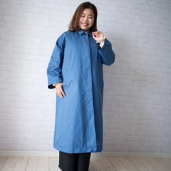 Morino Gakko 大號 ♪ 溫暖包裹的軟墊敞篷大衣 [藍色] /10781598/ 第2張的照片