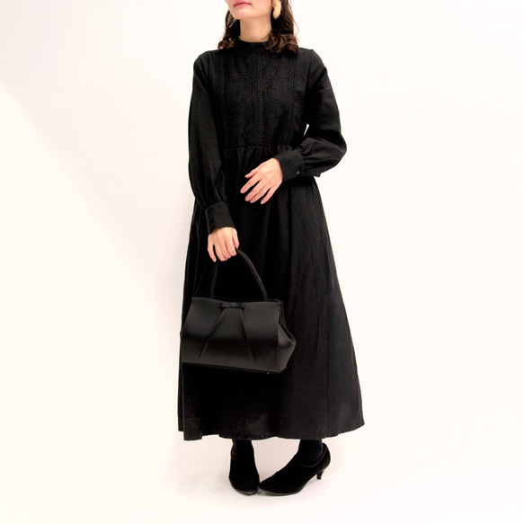 ﾓﾘﾉｶﾞｯｺｳ レースが可愛いブラックフォーマルワンピースドレス (ブラック) 入学卒業式｜mg-op12-bk 11枚目の画像