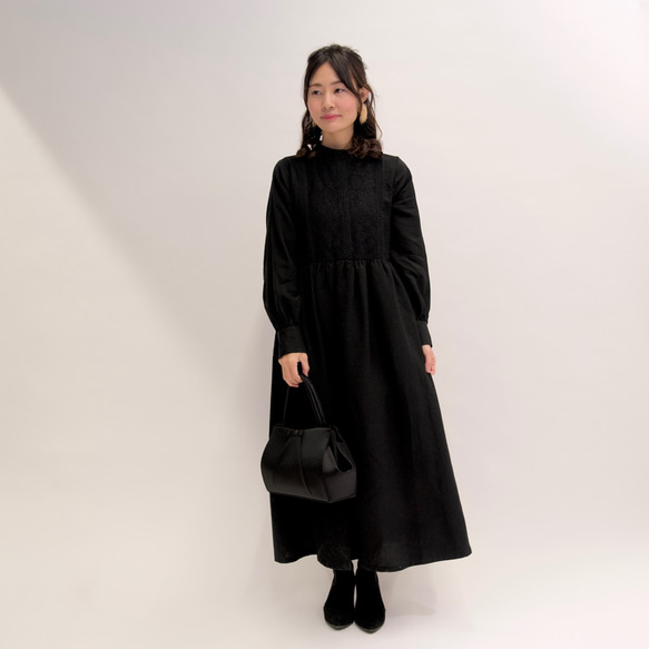 ﾓﾘﾉｶﾞｯｺｳ レースが可愛いブラックフォーマルワンピースドレス (ブラック) 入学卒業式｜mg-op12-bk 16枚目の画像