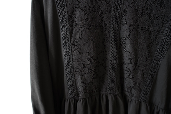 ﾓﾘﾉｶﾞｯｺｳ レースが可愛いブラックフォーマルワンピースドレス (ブラック) 入学卒業式｜mg-op12-bk 14枚目の画像