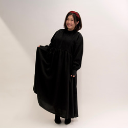 Morino Gakkou [Large size] 可愛蕾絲黑色連體連衣裙[黑色]/11008193/ 第3張的照片