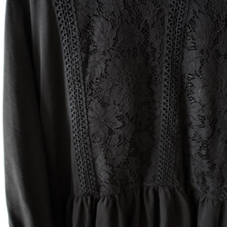 Morino Gakkou [Large size] 可愛蕾絲黑色連體連衣裙[黑色]/11008193/ 第10張的照片