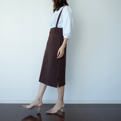ﾓﾘﾉｶﾞｯｺｳ サロペットタイトスカート (こげ茶) ストレートタイトスカート 5枚目の画像