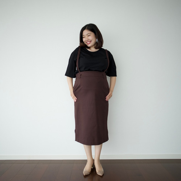 Morino Gakko [大碼] Salopette 緊身裙 [深棕色]/11617986/ 第2張的照片