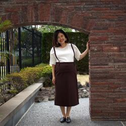 Morino Gakko [大碼] Salopette 緊身裙 [深棕色]/11617986/ 第3張的照片